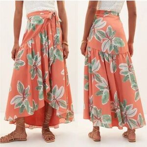 Anthropologie Hutch Printed Wrap Maxi Skirt‎ Size XS feminine, floral, romantic